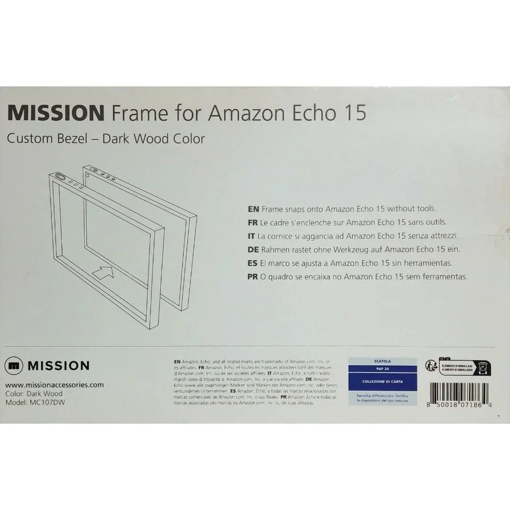 Mission Frame for Amazon Echo 15 Custom Bezel - Dark wood color - Picture 2 of 2